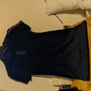 NWT Tommy Hilfiger Blue Velvet Velour Dress Short Sleeved Hoodie Small